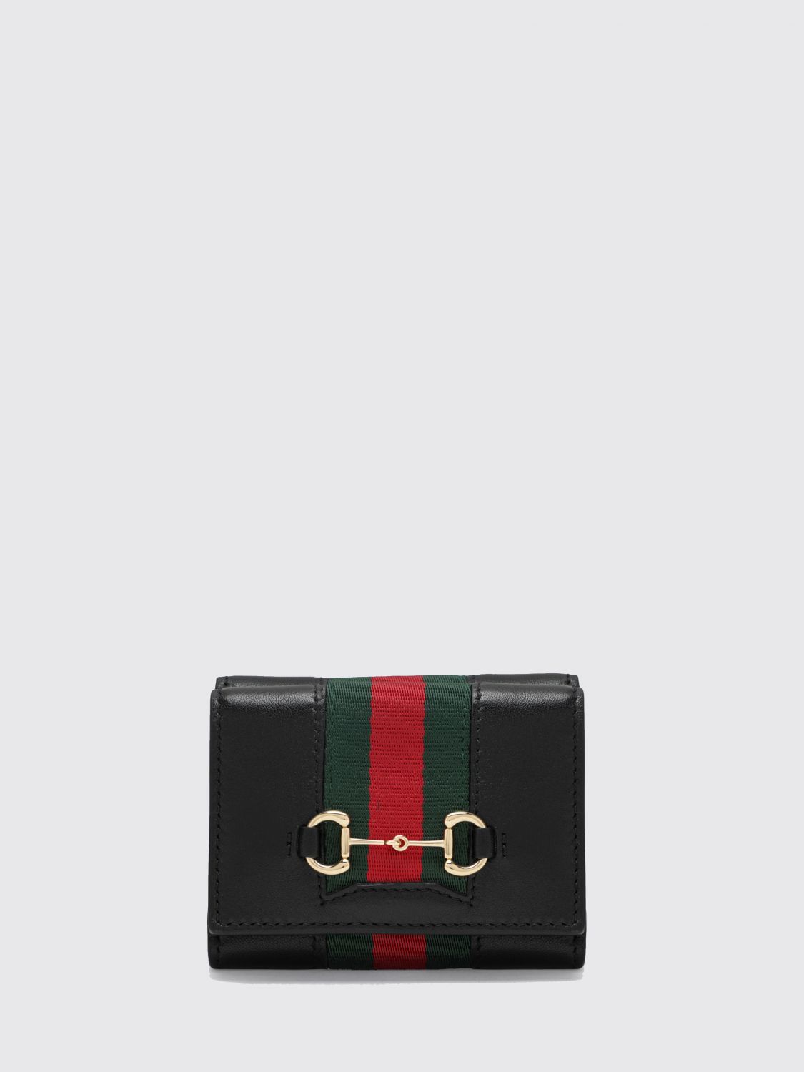GUCCI Portafoglio Horsebit in pelle di vitello con dettaglio Web