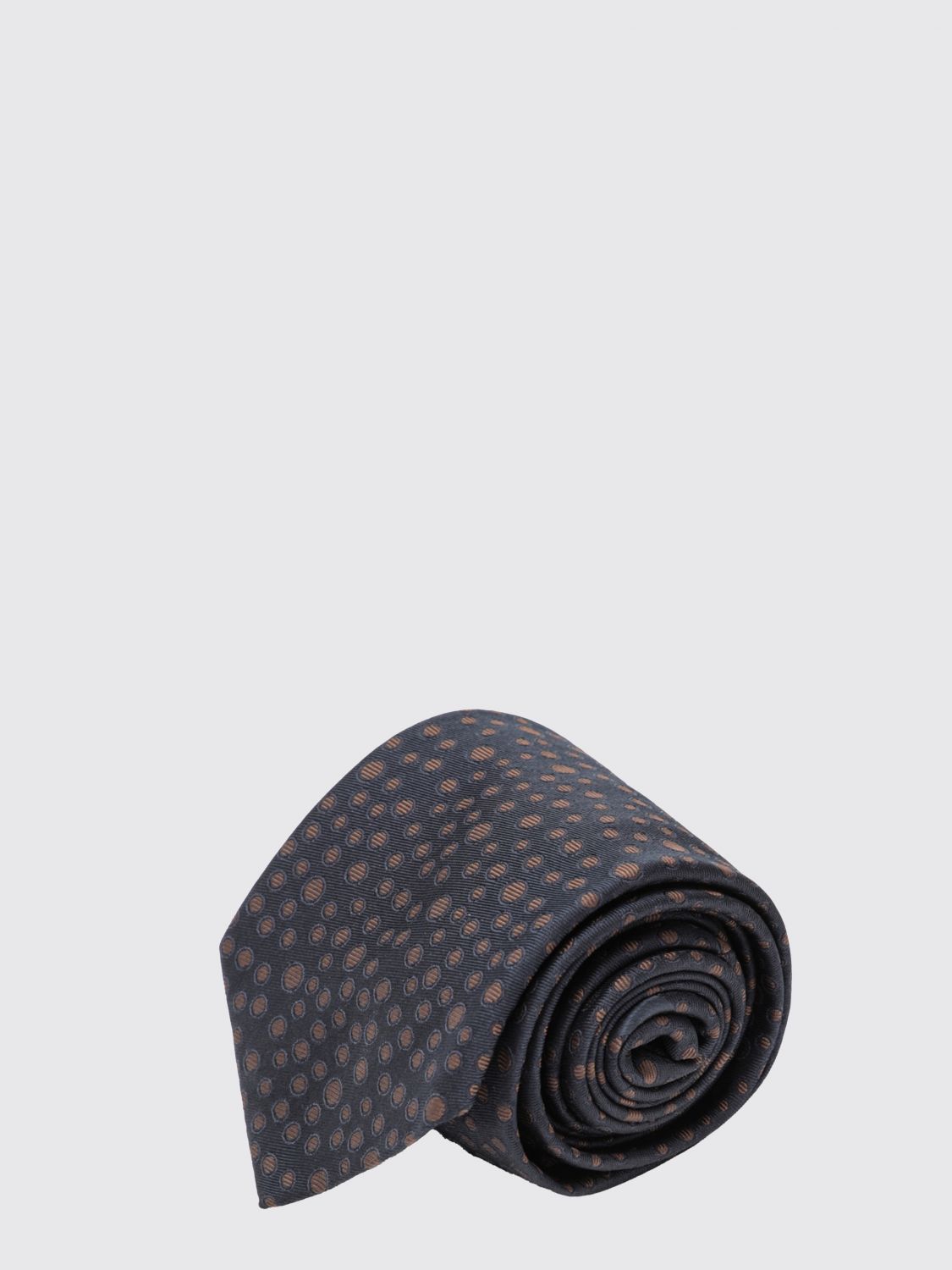 FERRAGAMO Cravatta in seta con motivo a pois e logo jacquard