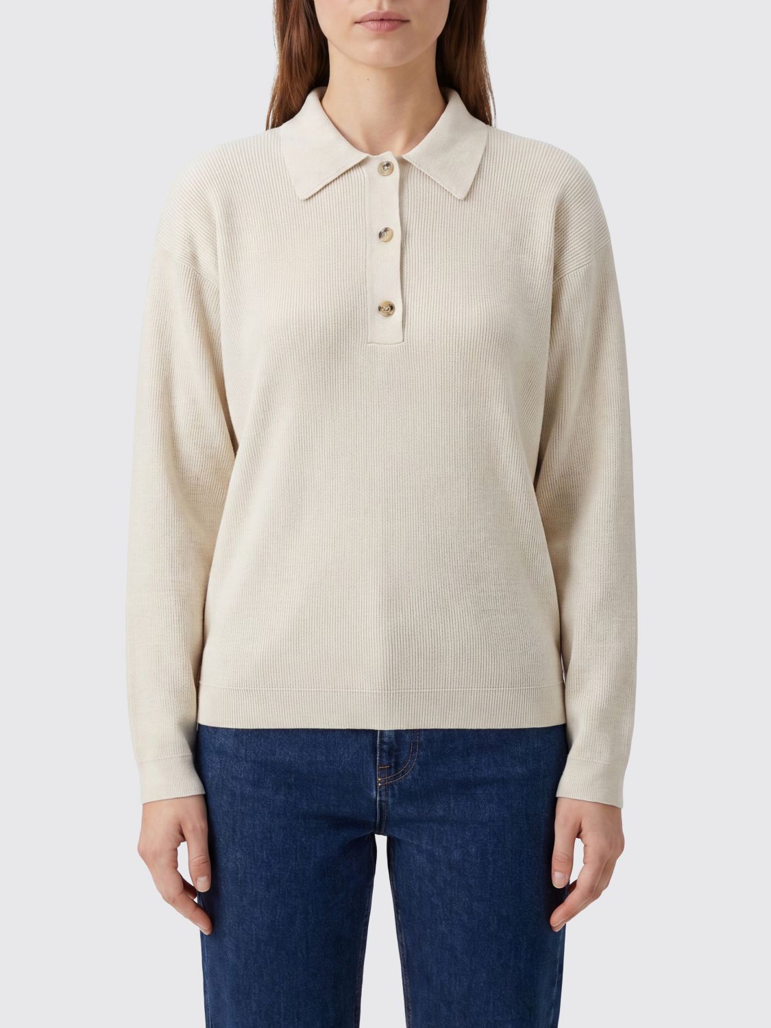 CALVIN KLEIN Long-Sleeved Silk Knit Polo Shirt