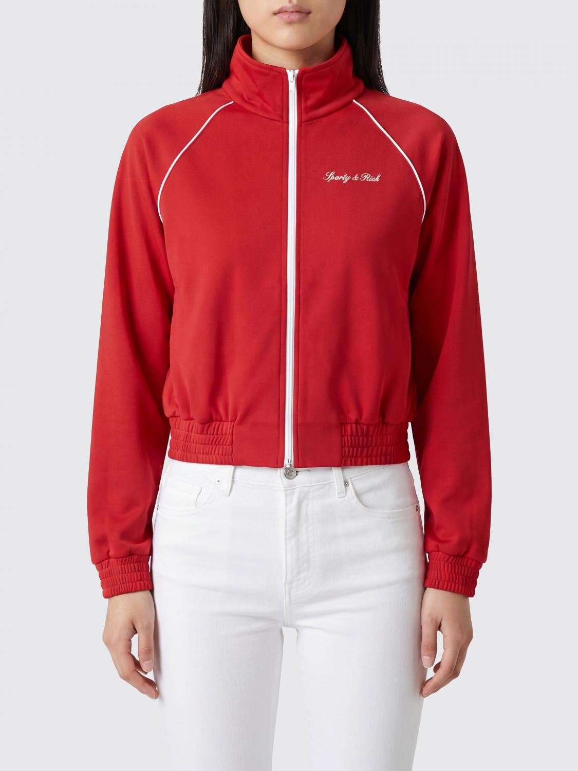 SPORTY & RICH Cropped Technical Fabric High-Neck Zip Sweatshirt