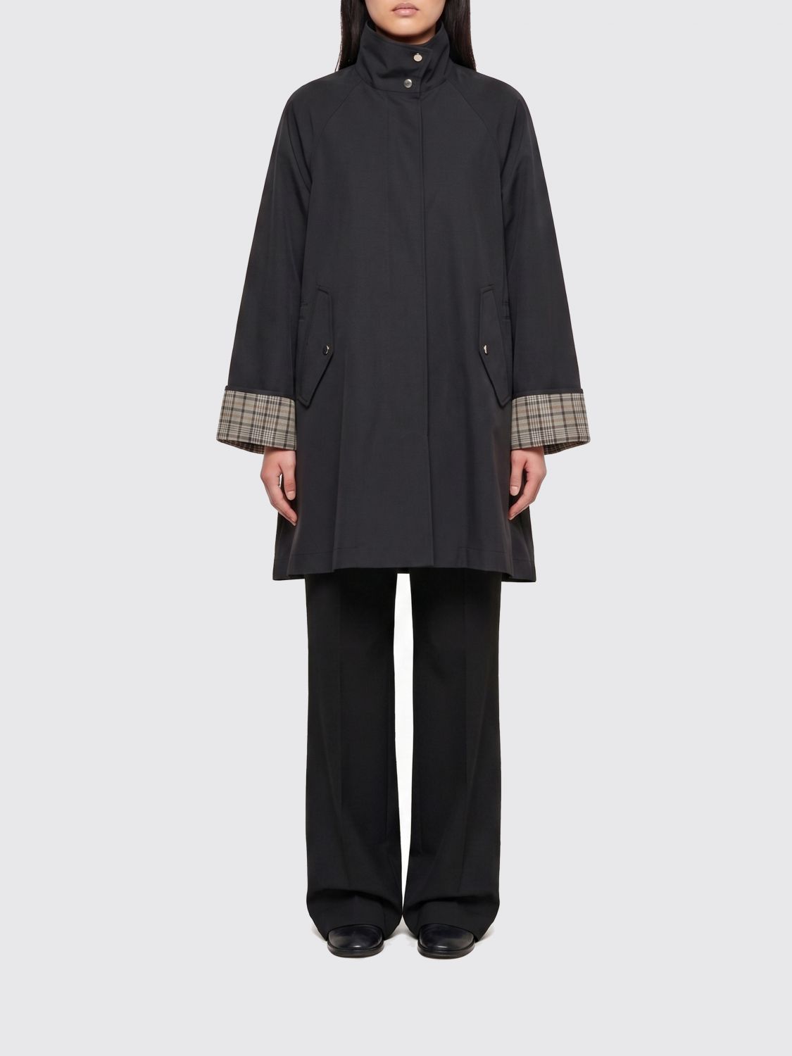 Oof Wear Single-breasted Knee-length Technical Fabric Trench Coat With Classic Collar