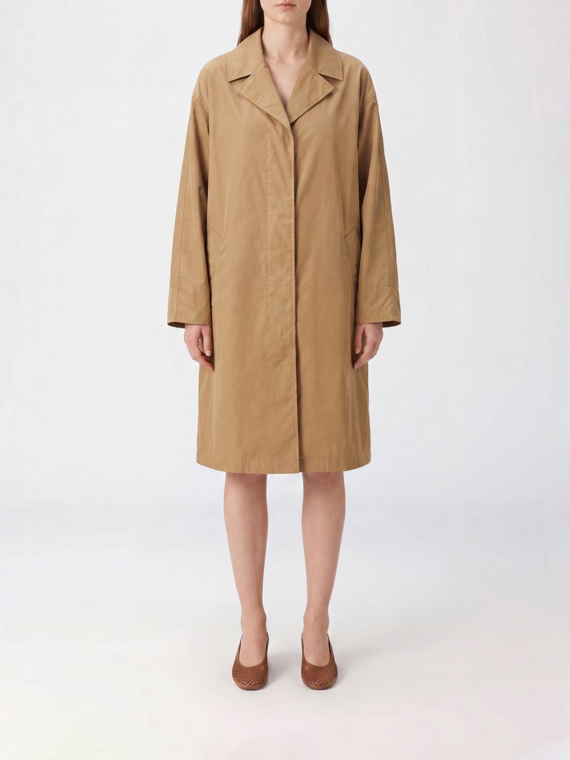 OOF WEAR Trench monopetto al ginocchio in tessuto tecnico con collo a rever