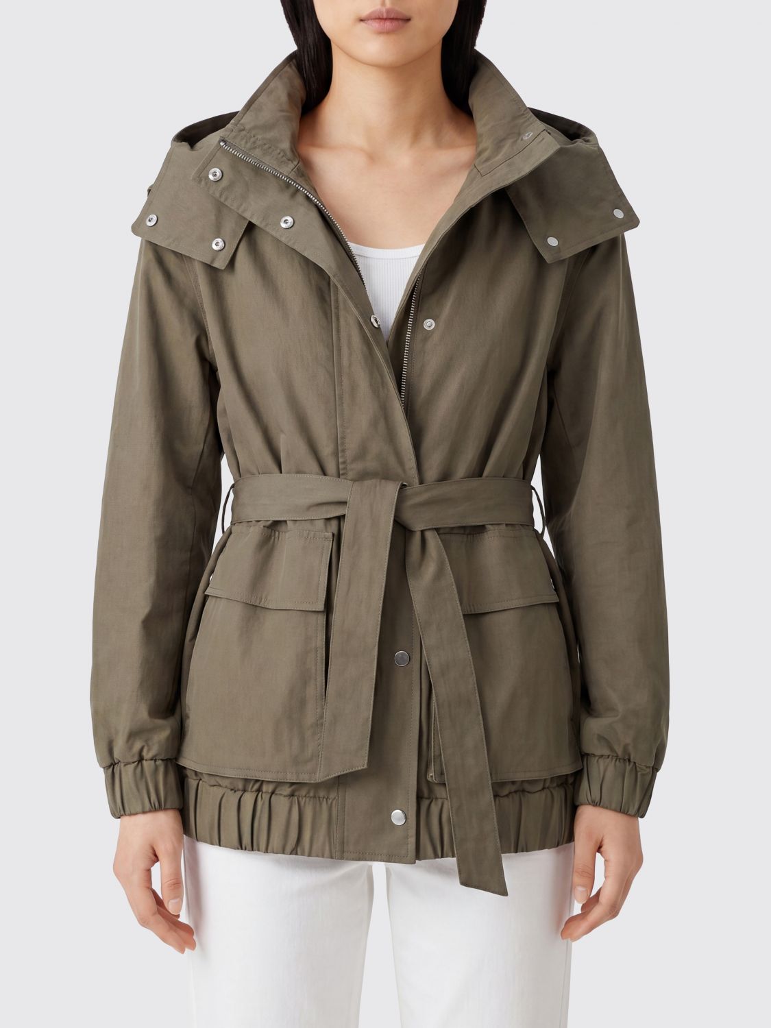 OOF WEAR Giacca a vento corta in misto cotone con cappuccio e cintura in vita