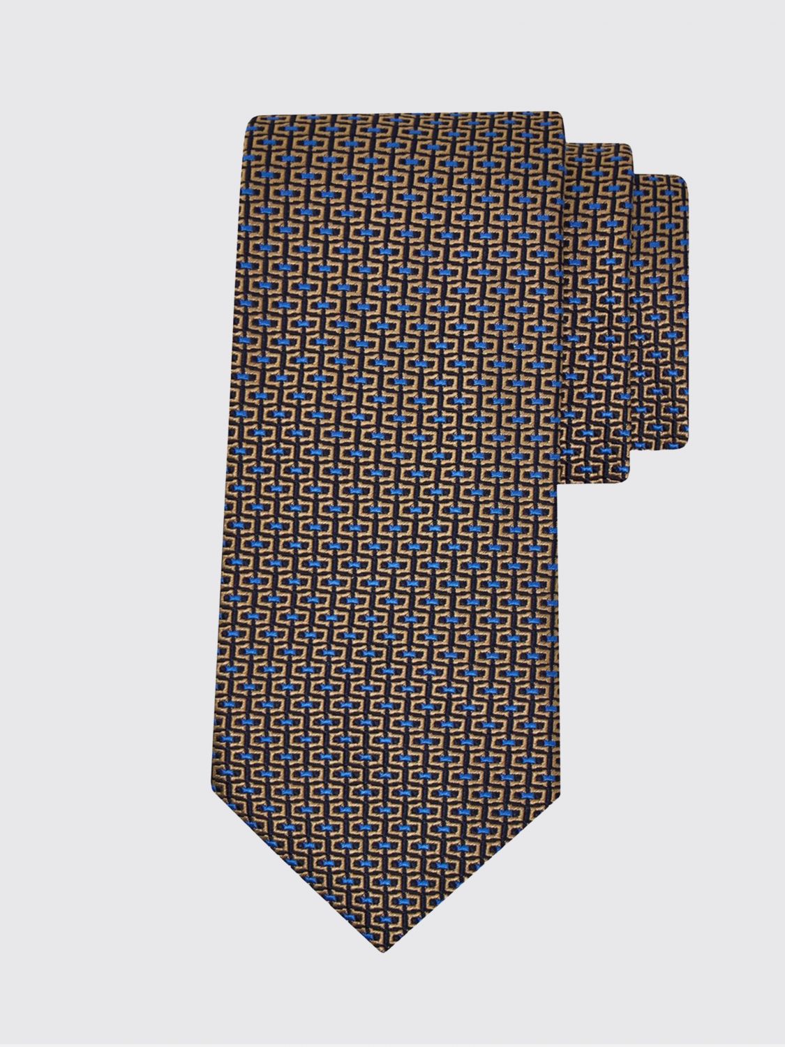 FERRAGAMO Pure Silk Tie with Abstract Geometric Print