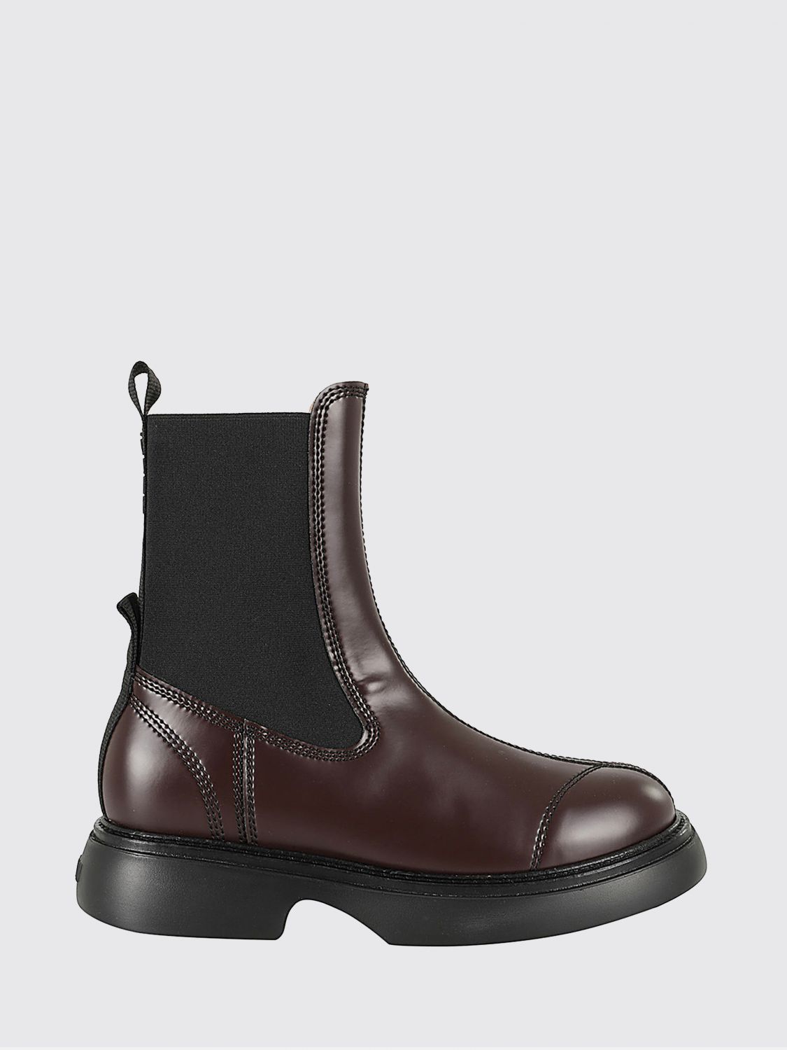 GANNI Recycled Leather Chelsea Boots with Chunky Rubber Sole