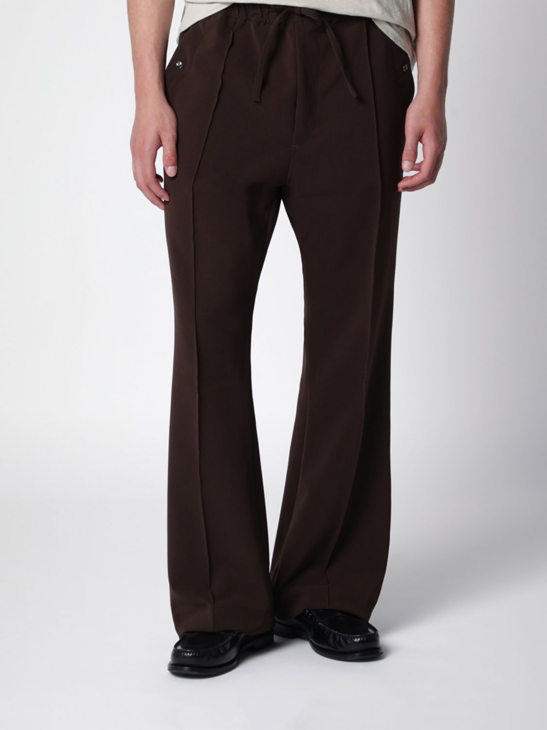 NEEDLES Flared Stretch Technical Fabric Trousers with Elasticated Waist