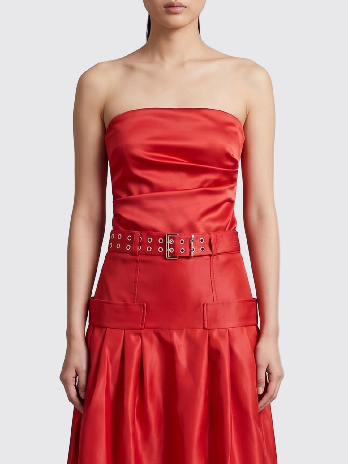 GANNI Draped Recycled Satin Off-The-Shoulder Top