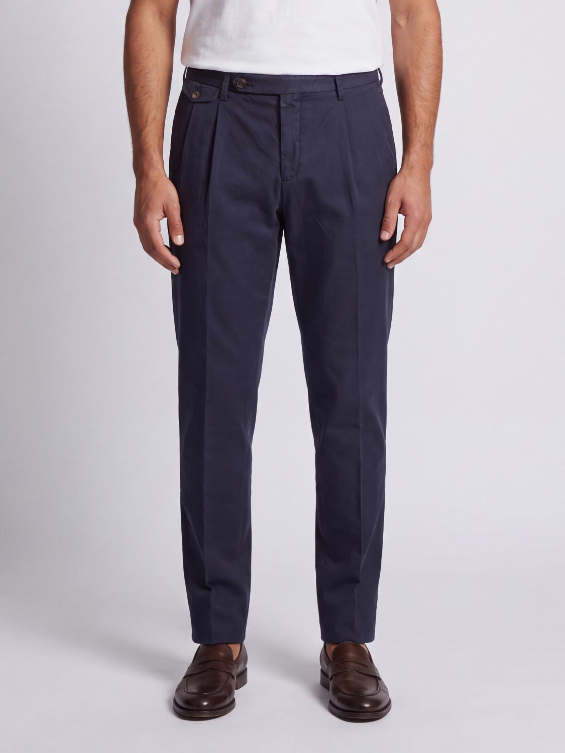 BRIGLIA 1949 Pantaloni chino slim fit in misto cotone e lino