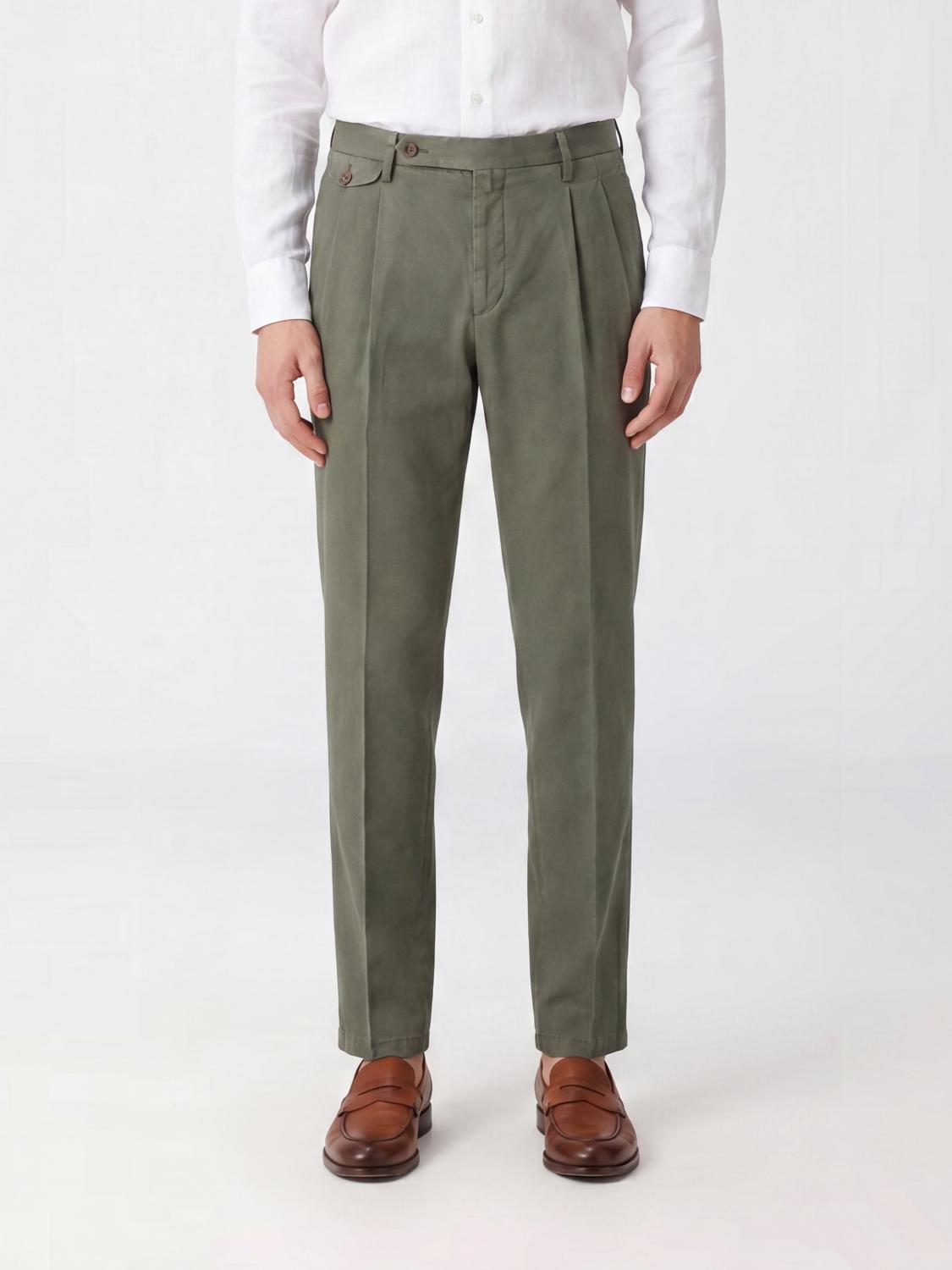 BRIGLIA 1949 Pantaloni chino slim fit in misto cotone e lino