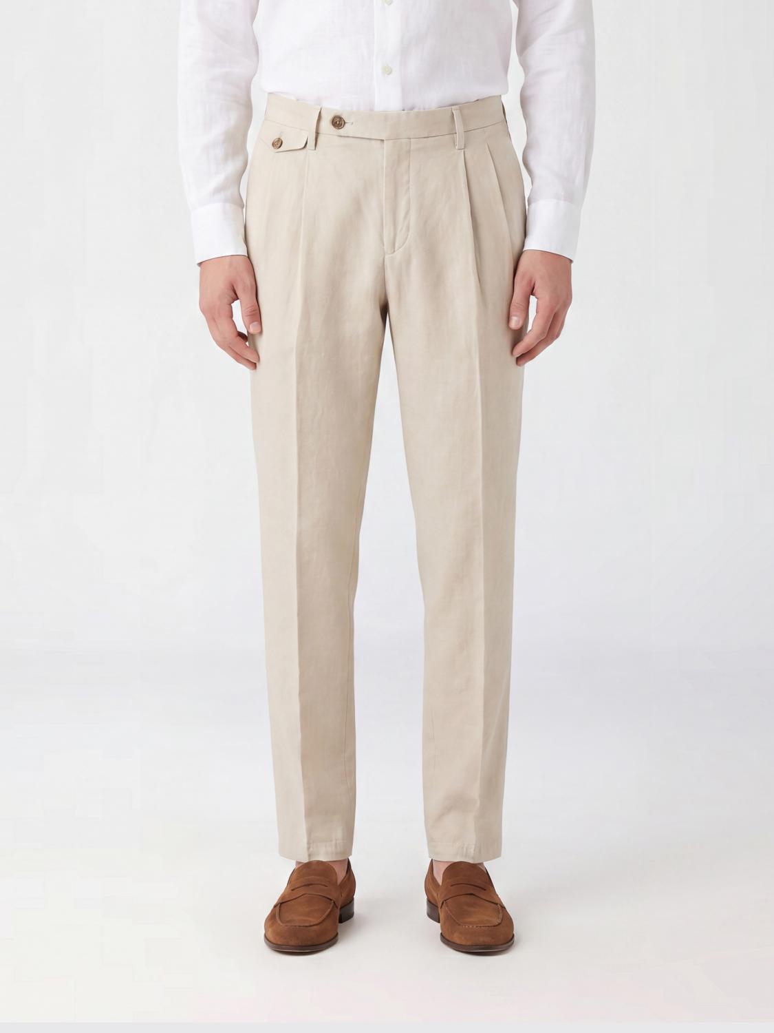 BRIGLIA 1949 Pantaloni chino slim fit in misto cotone e lino