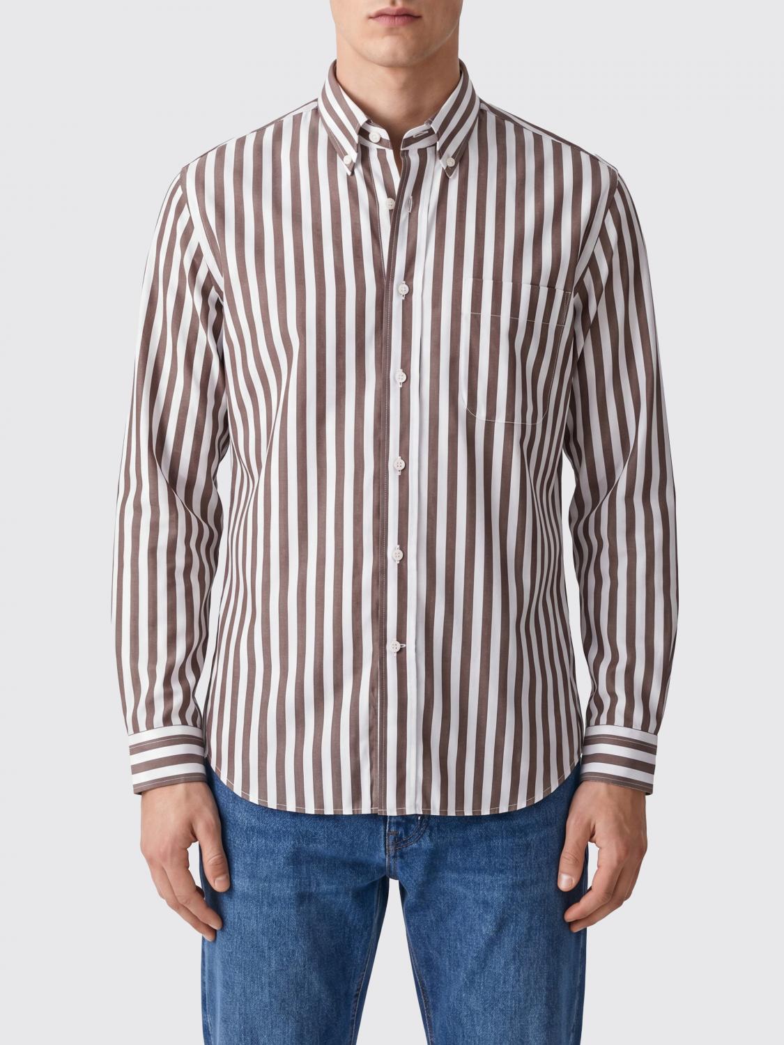 SEBAGO Camicia a righe in cotone con vestibilità slim fit e collo button-down