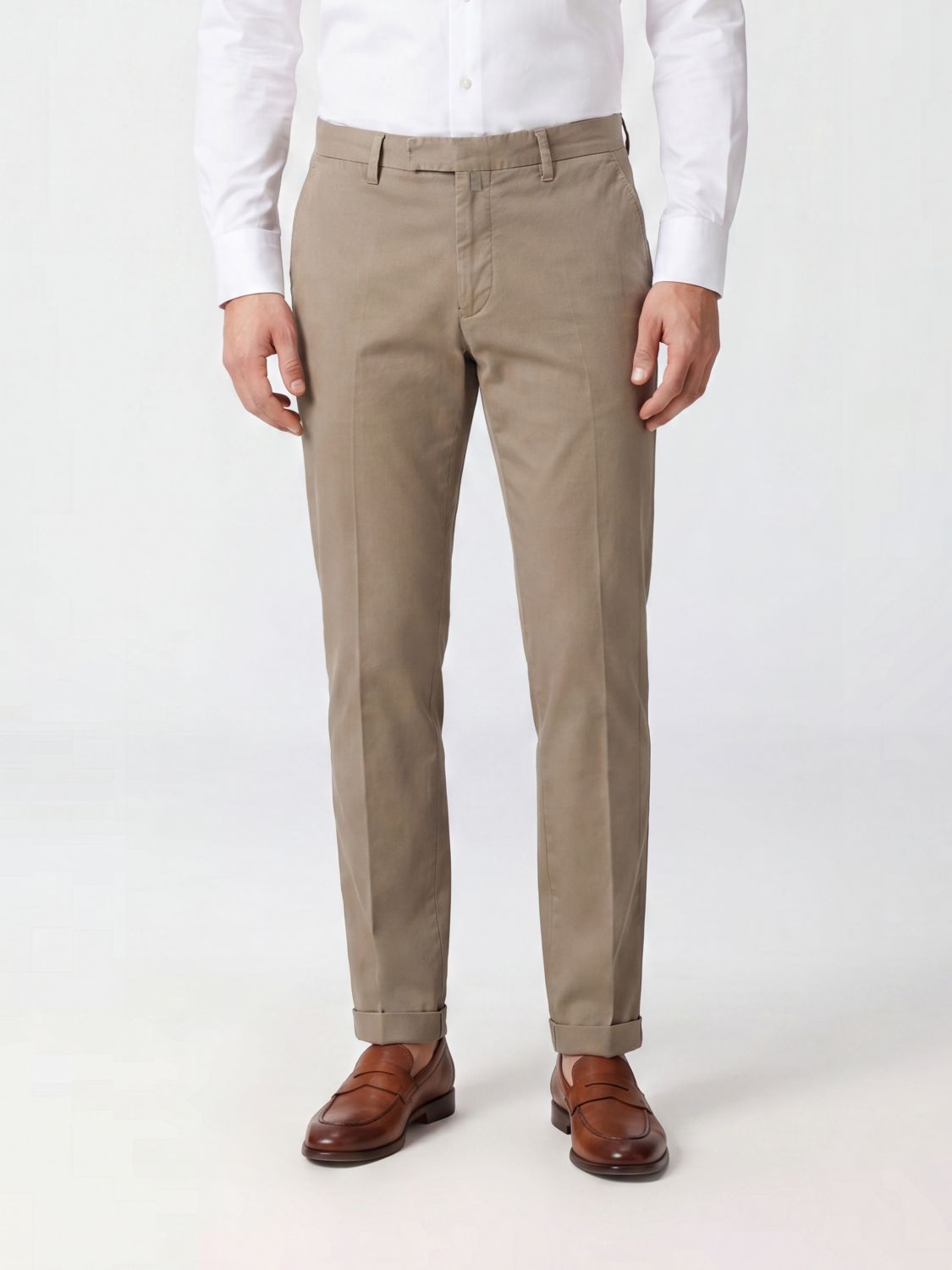 BRIGLIA 1949 Pantaloni sartoriali slim fit in misto cotone e lino
