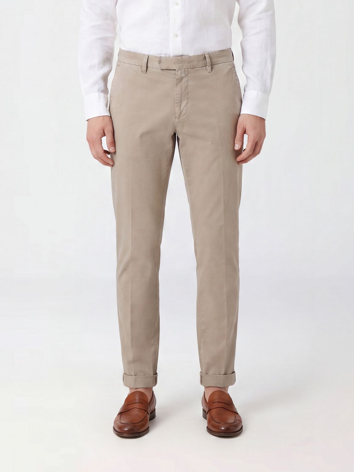 BRIGLIA 1949 Slim Fit Chino Trousers in a Cotton and Tencel Blend with Slant Pockets