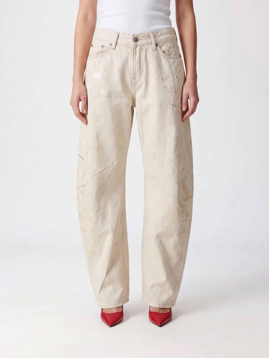 ACNE STUDIOS Jeans baggy a cinque tasche con stampa astratta all-over