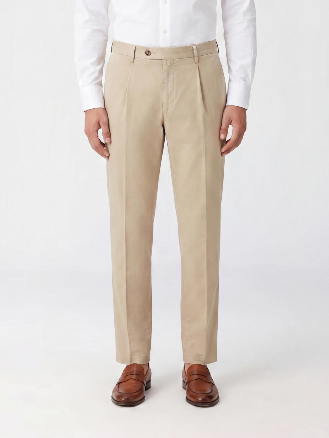 BRIGLIA 1949 Pantaloni sartoriali slim fit in misto cotone e lino con tasche America