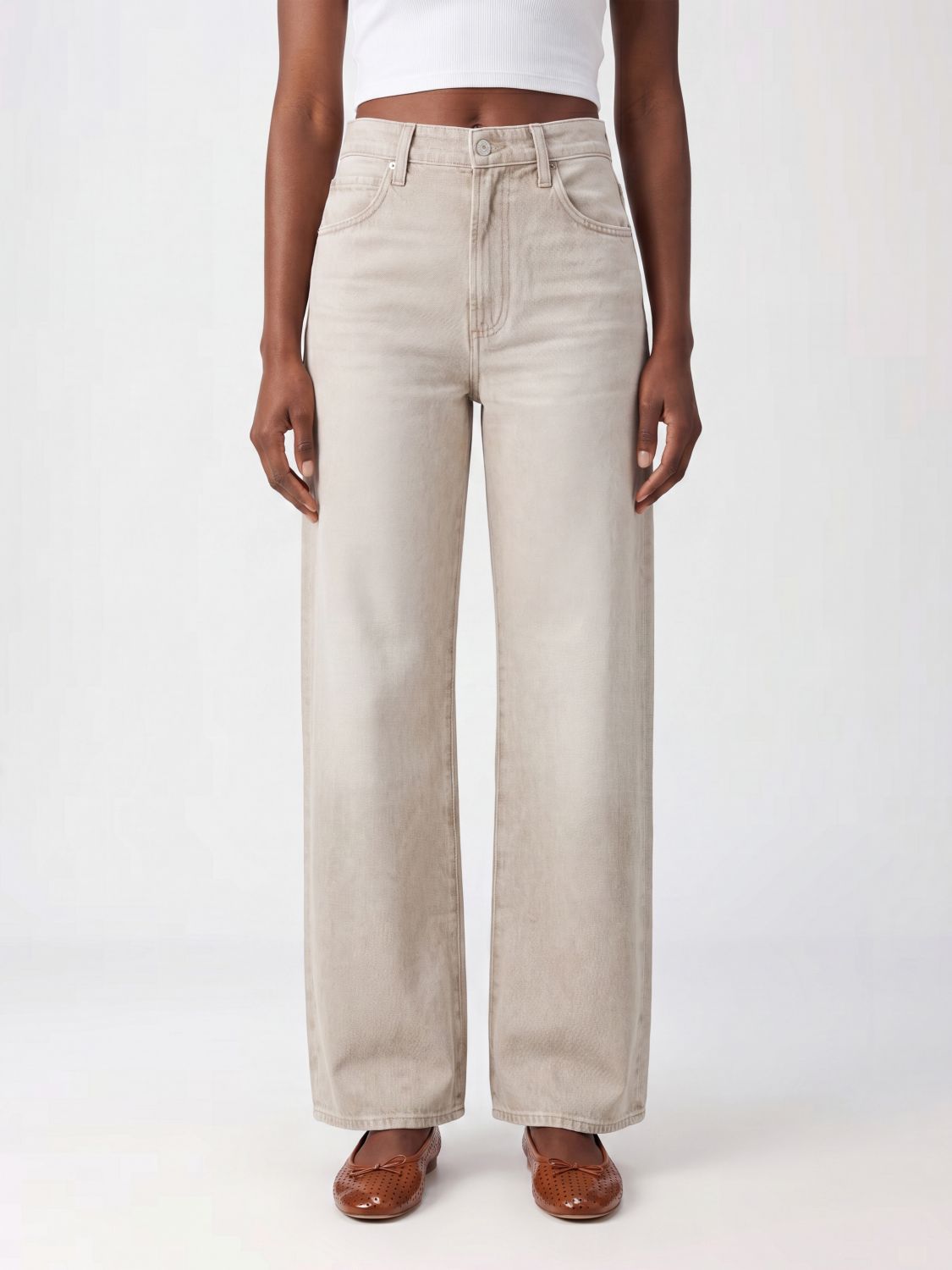 PAIGE Jeans Arellia wide leg a vita alta in denim di cotone riciclato