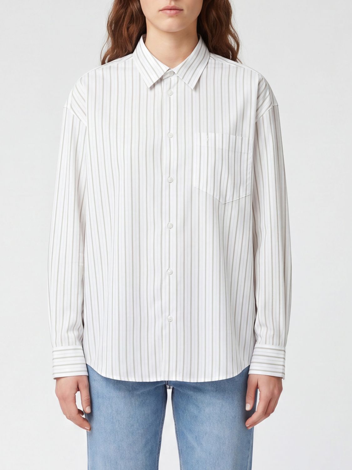 AMI PARIS Camicia a righe in cotone con vestibilità relaxed e spalle scese