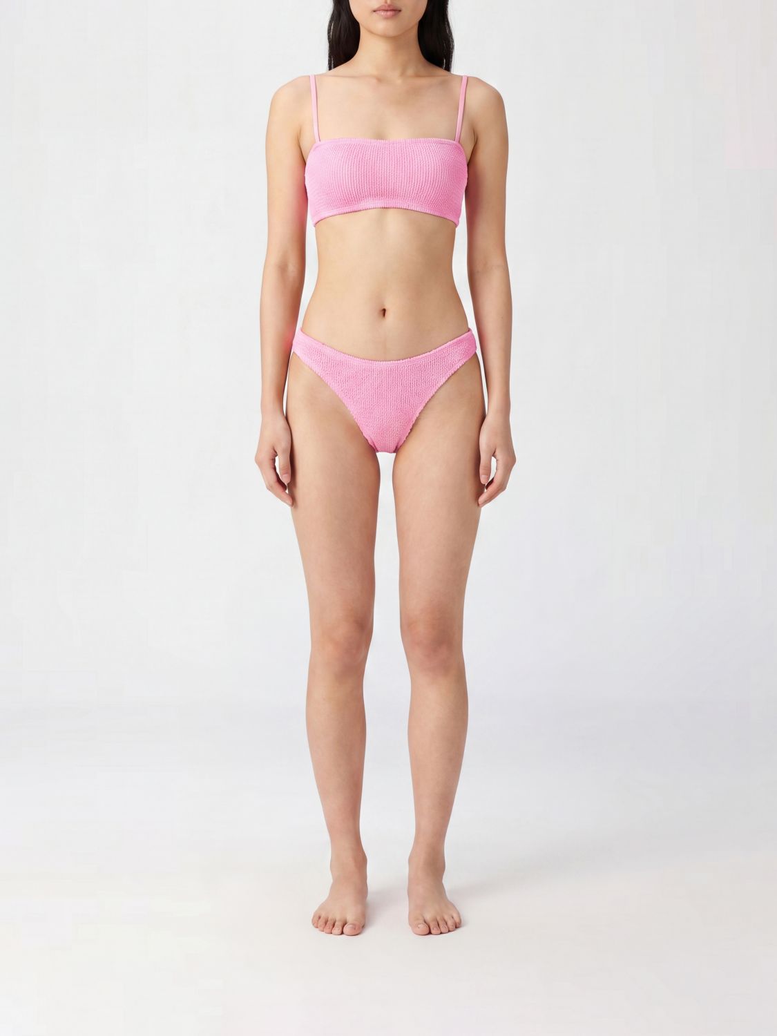 HUNZA G Bikini a fascia in tessuto tecnico con slip a vita bassa