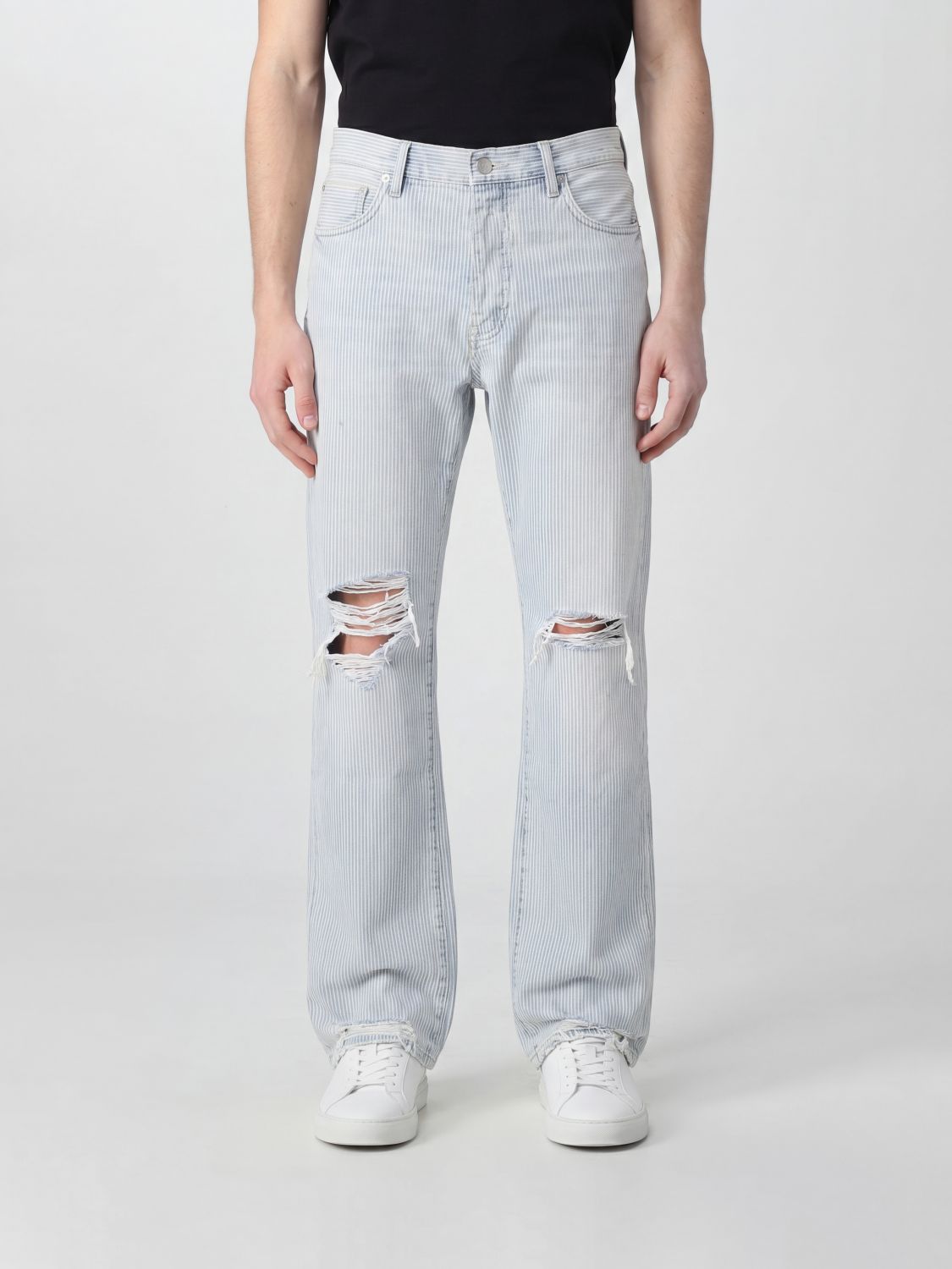 PURPLE Jeans a righe in denim stretch con vestibilità straight