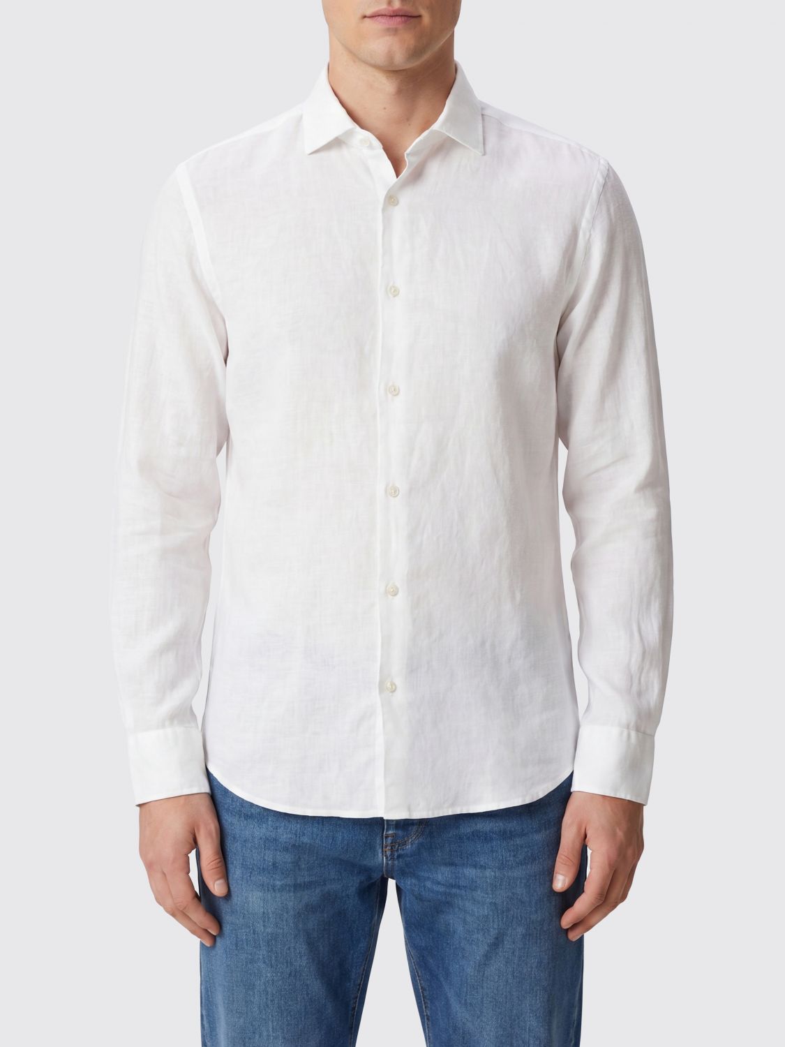 BROOKSFIELD Slim Fit Casual Shirt in Pure Linen with French Collar