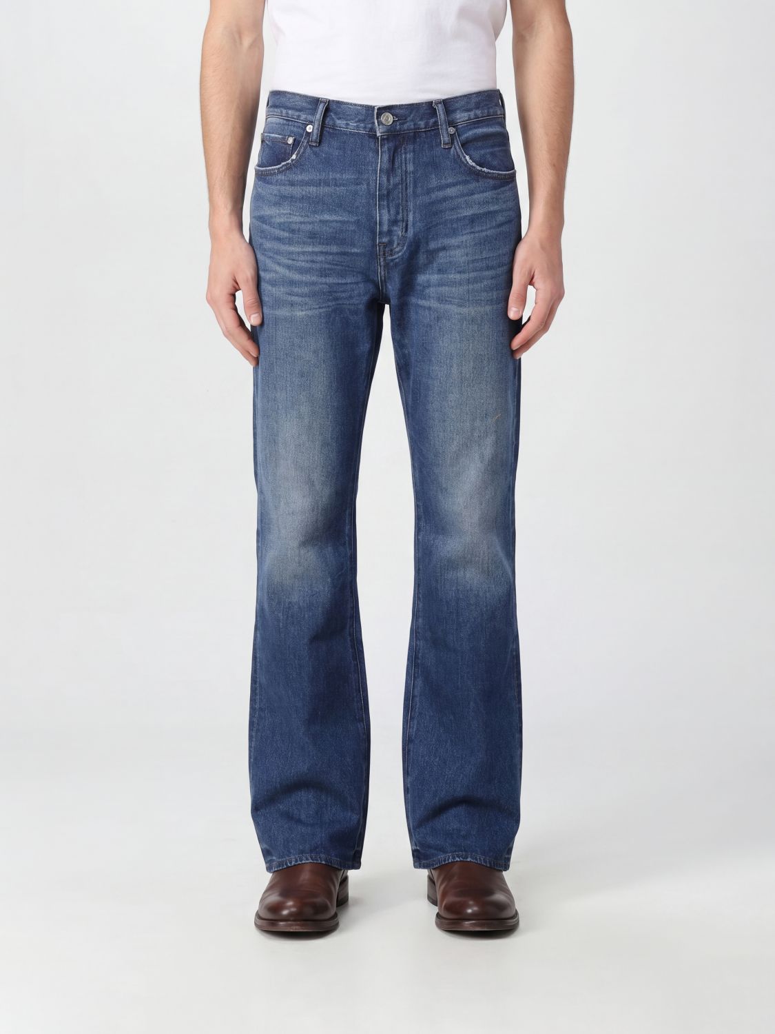PURPLE Jeans a zampa in denim di puro cotone con design a cinque tasche