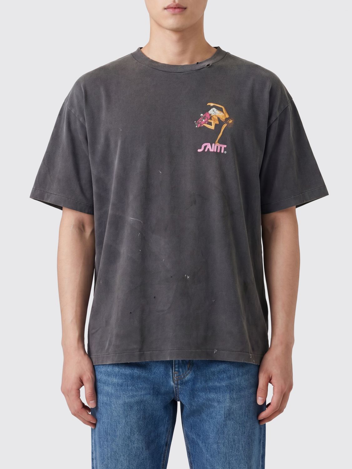 SAINT MXXXXXX T-shirt in cotone con stampa grafica e logo a contrasto