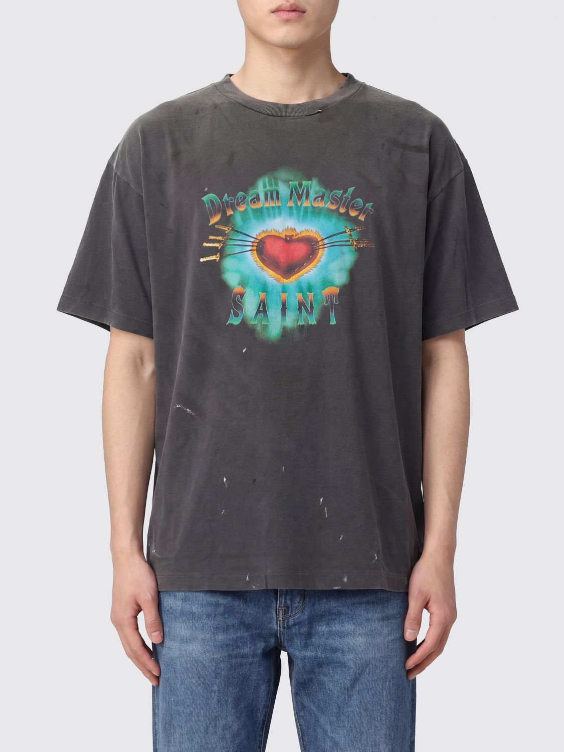 SAINT MXXXXXX T-shirt in cotone con stampa grafica e logo a contrasto