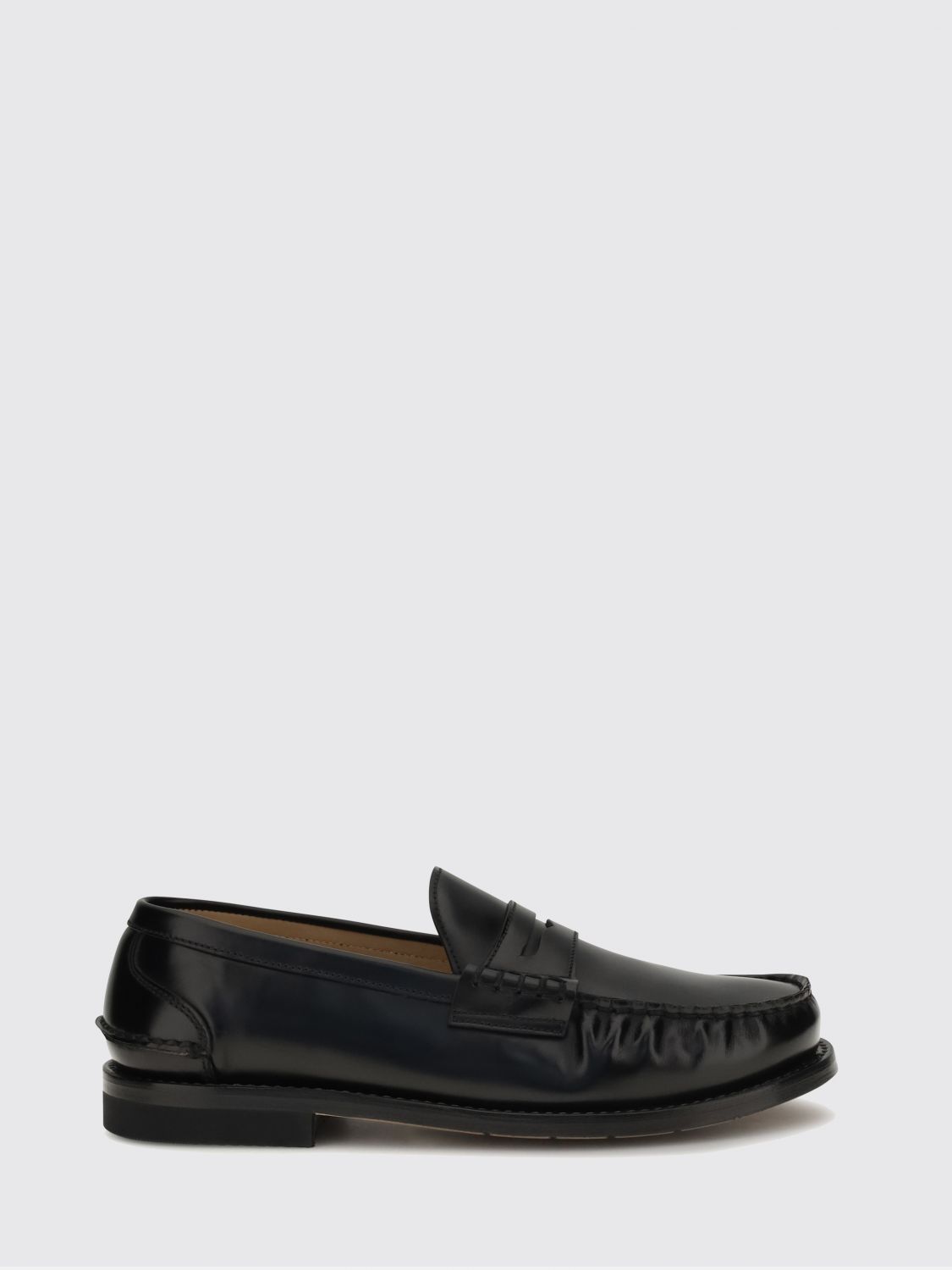 PREMIATA Classic Calfskin Leather Loafers with a Saddle Strap and Leather Sole