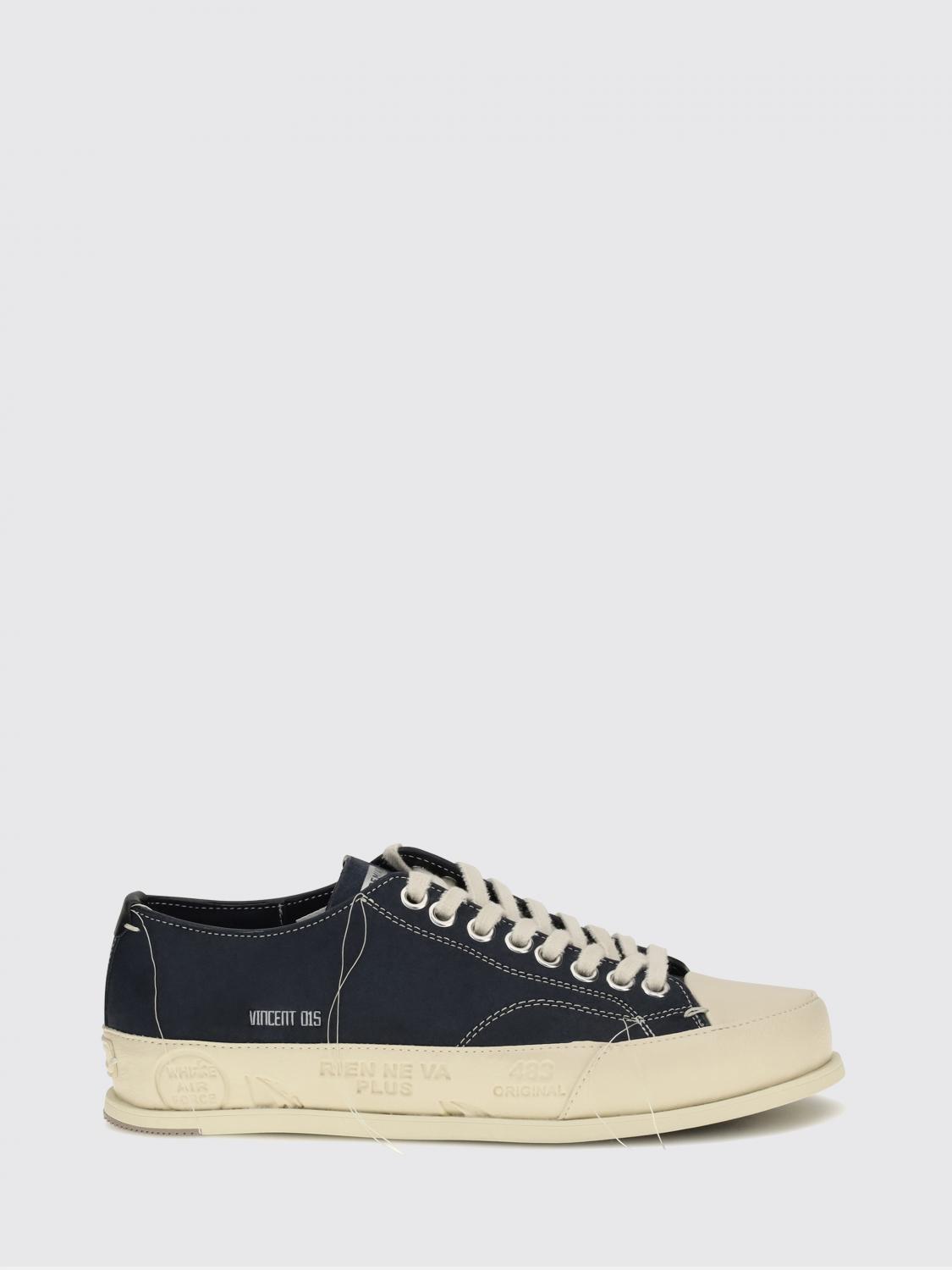 Premiata Vince Calf Leather Low-Top Sneakers with Rubber Toe