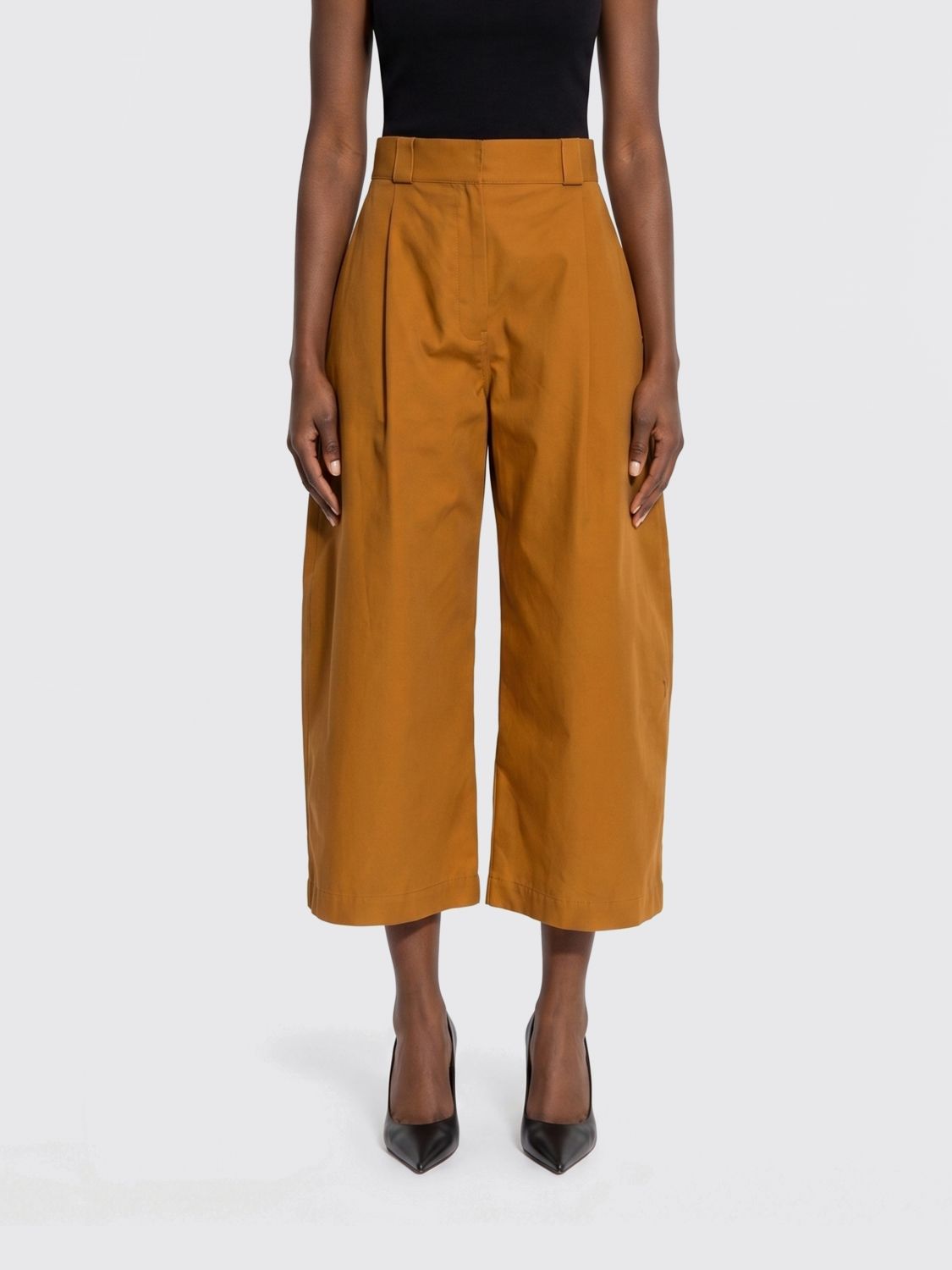BALENCIAGA High-Waisted Wide-Leg Cropped Cotton Trousers