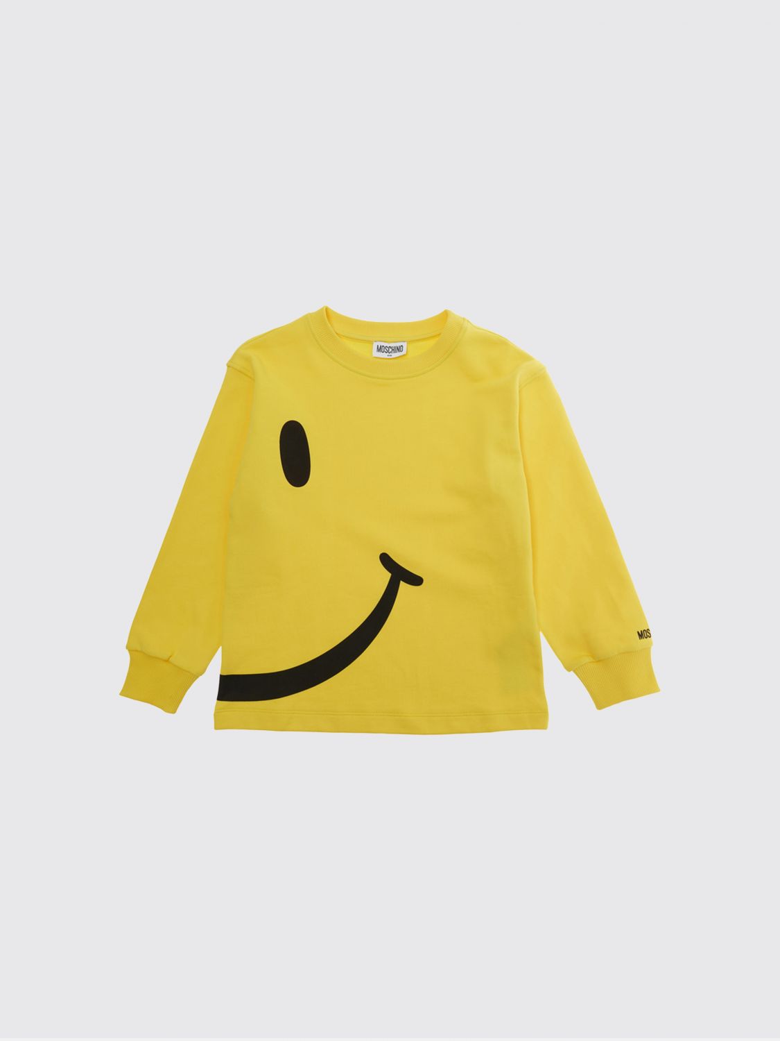 MOSCHINO Felpa da bambino in cotone con logo a contrasto e girocollo