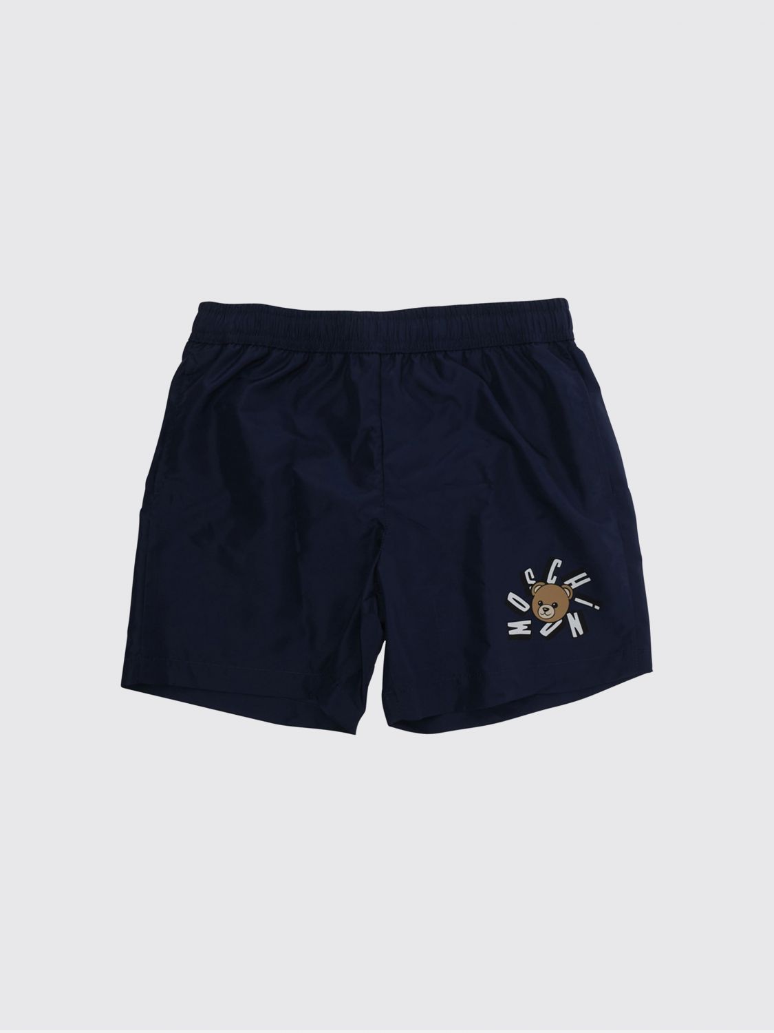 MOSCHINO Shorts da mare da bambino in poliestere con logo a contrasto