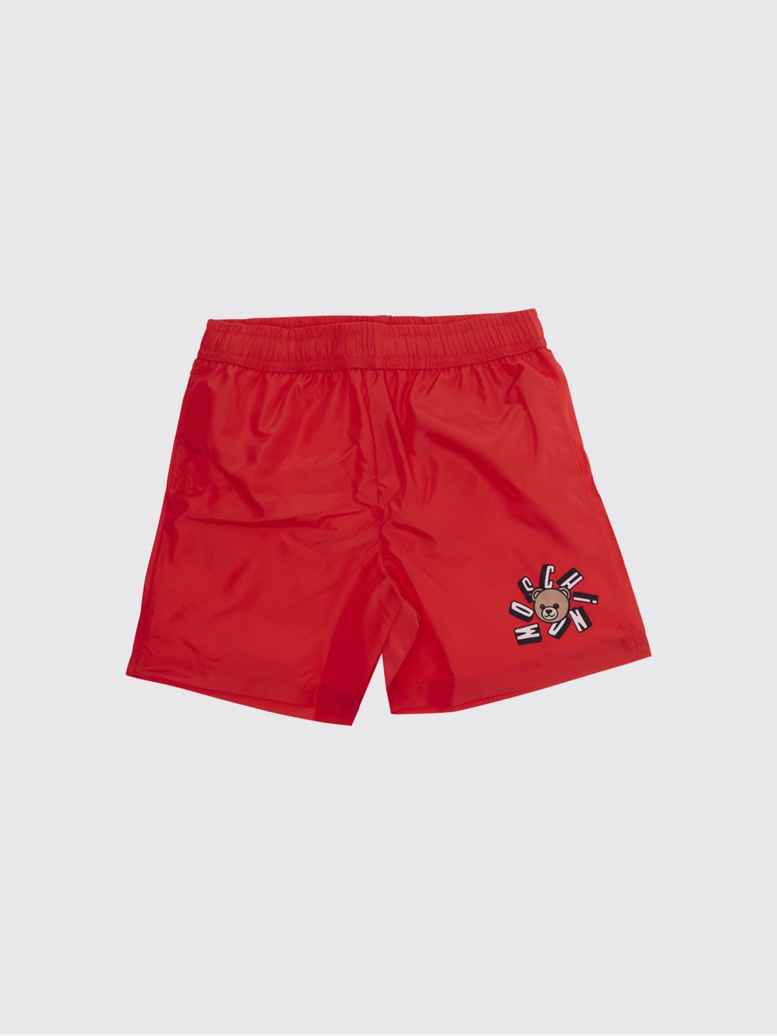 MOSCHINO Shorts da mare da bambino in poliestere con logo a contrasto
