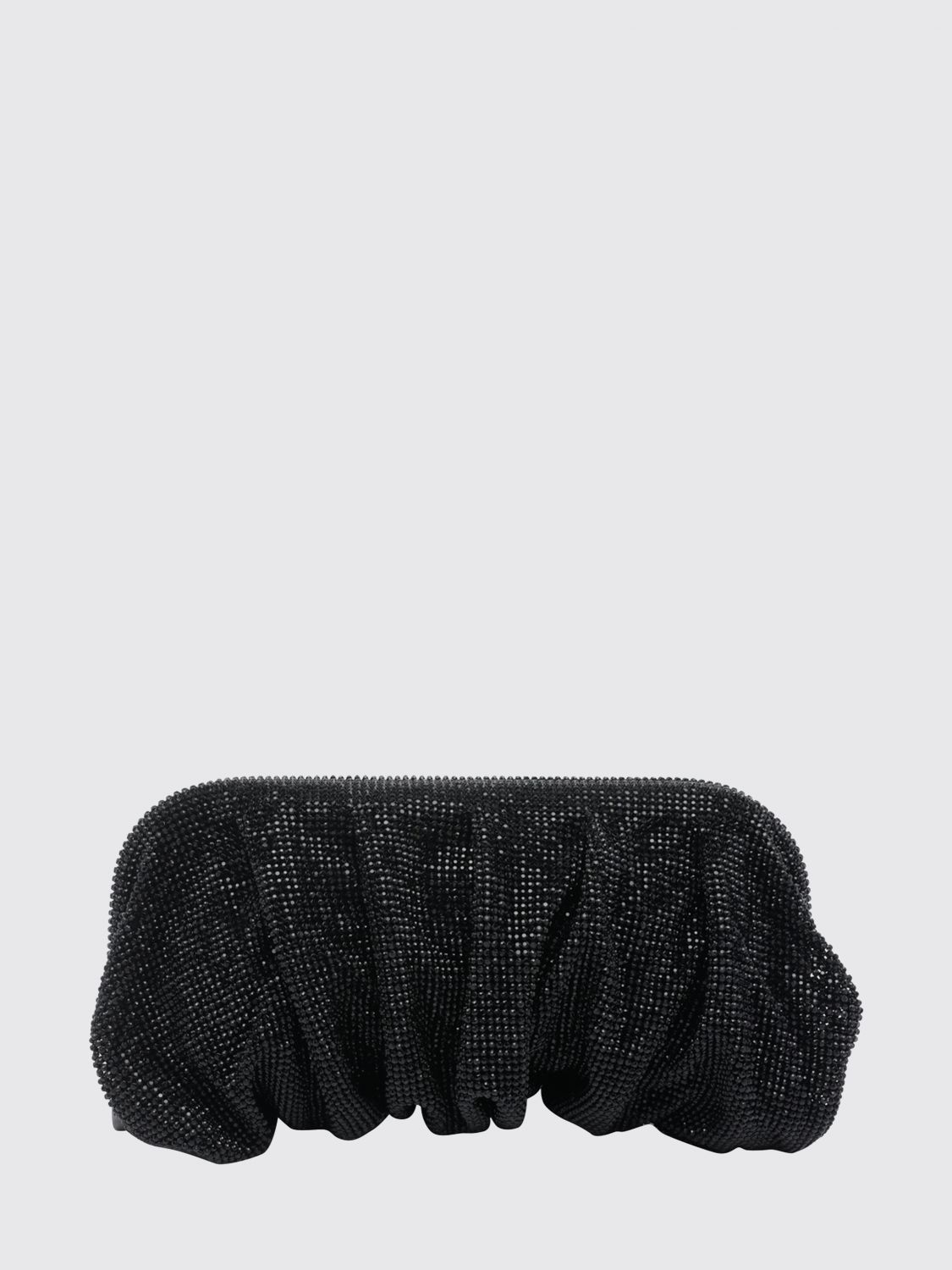 BENEDETTA BRUZZICHES Clutch Venus La Grande in rete di cristalli drappeggiata