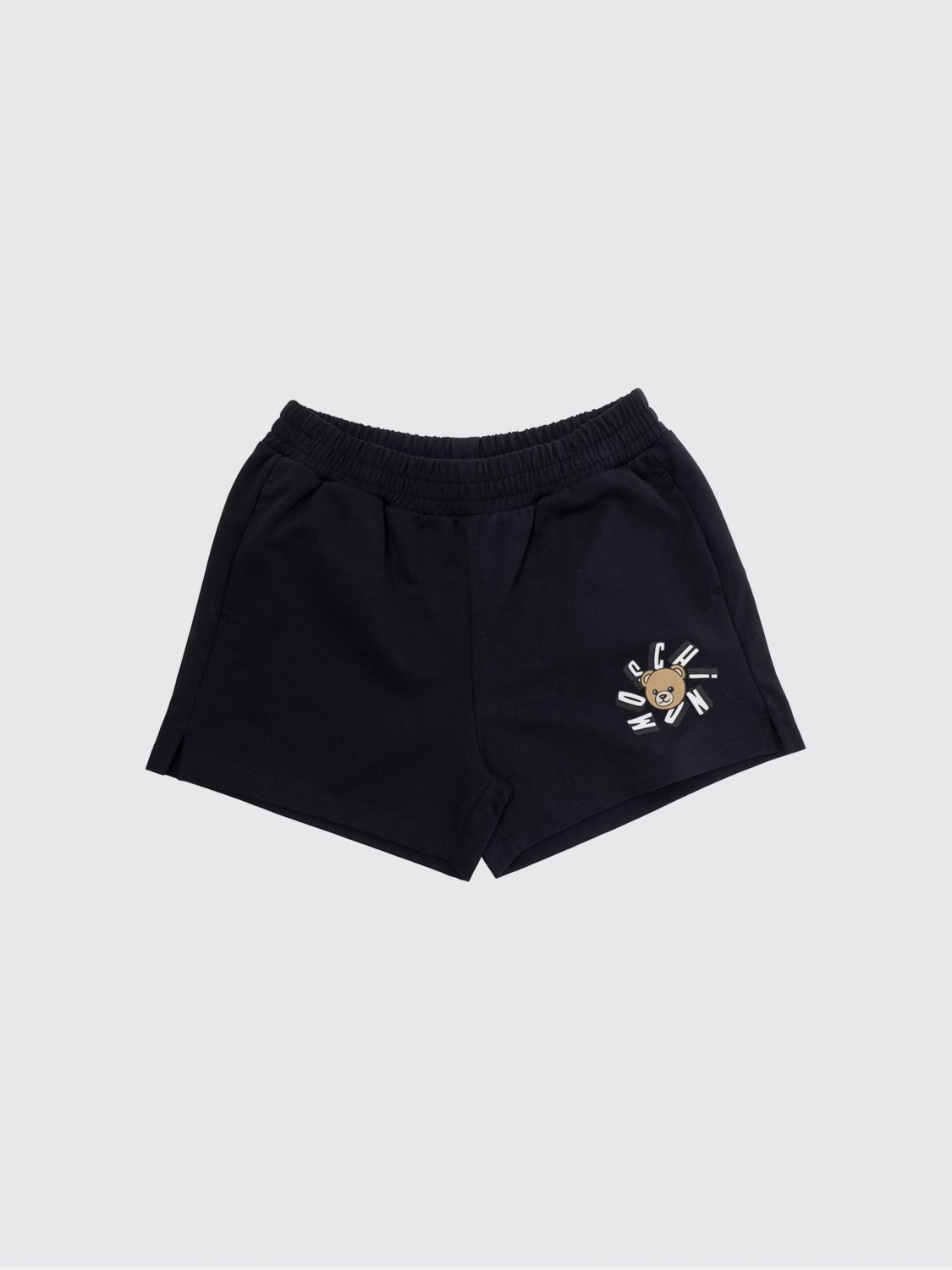MOSCHINO Pantaloncini jogging da bambino in cotone con logo a contrasto