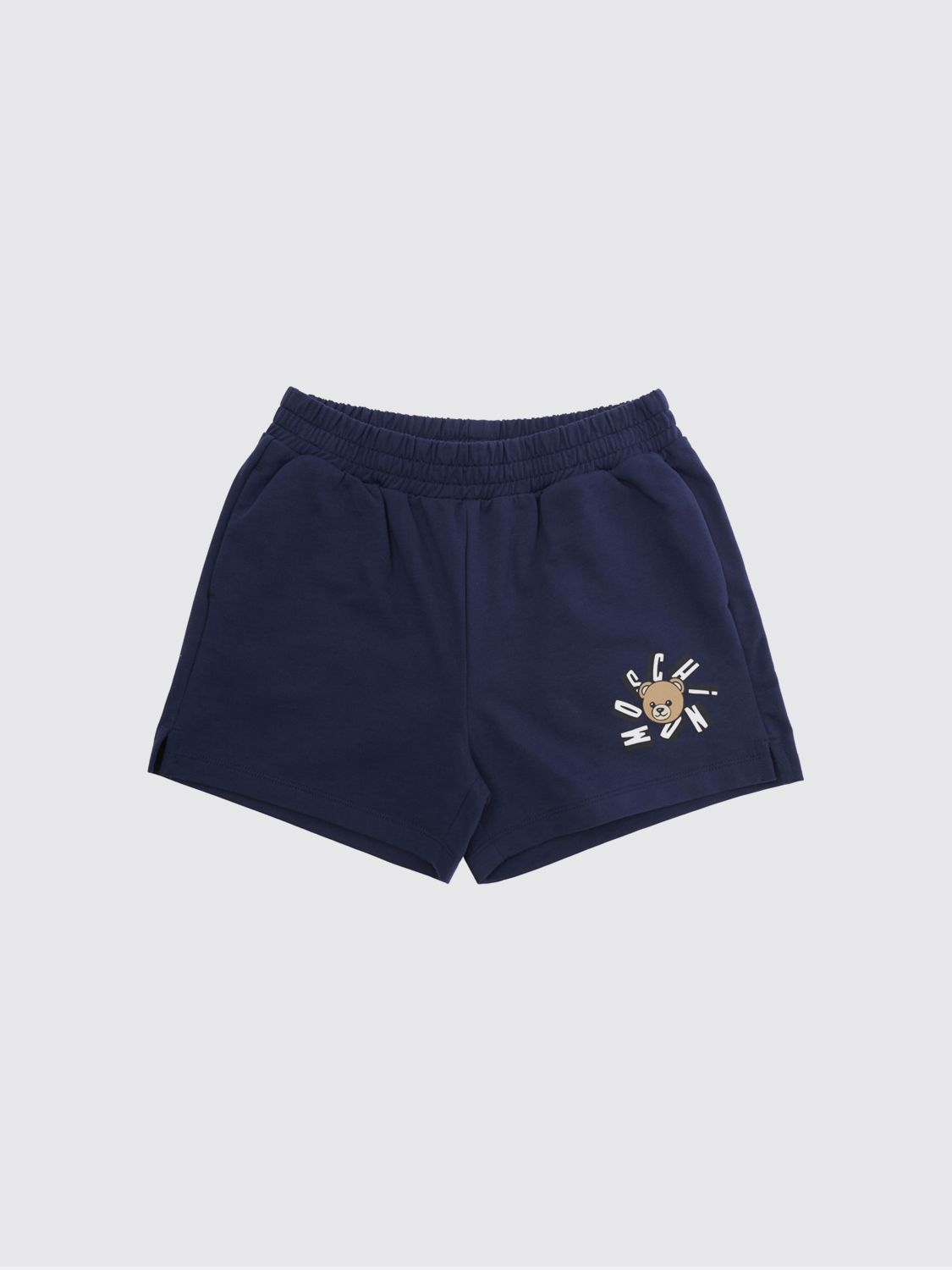 MOSCHINO Pantaloncini jogging da bambino in cotone con logo a contrasto
