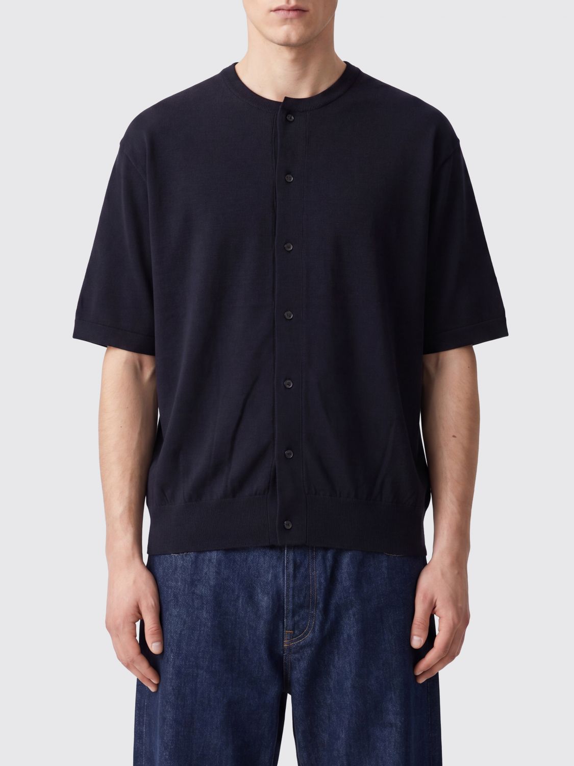 AURALEE Giza Short-Sleeved Cotton Knit Cardigan with a Crew Neck　AURALEE ギザ クルーネック半袖コットンニットカーディガン AURALEE