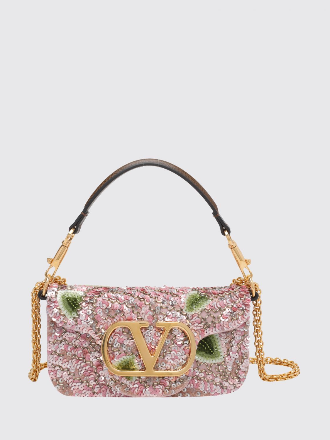 VALENTINO GARAVANI Mini borsa Locò in paillettes con logo VLogo Signature
