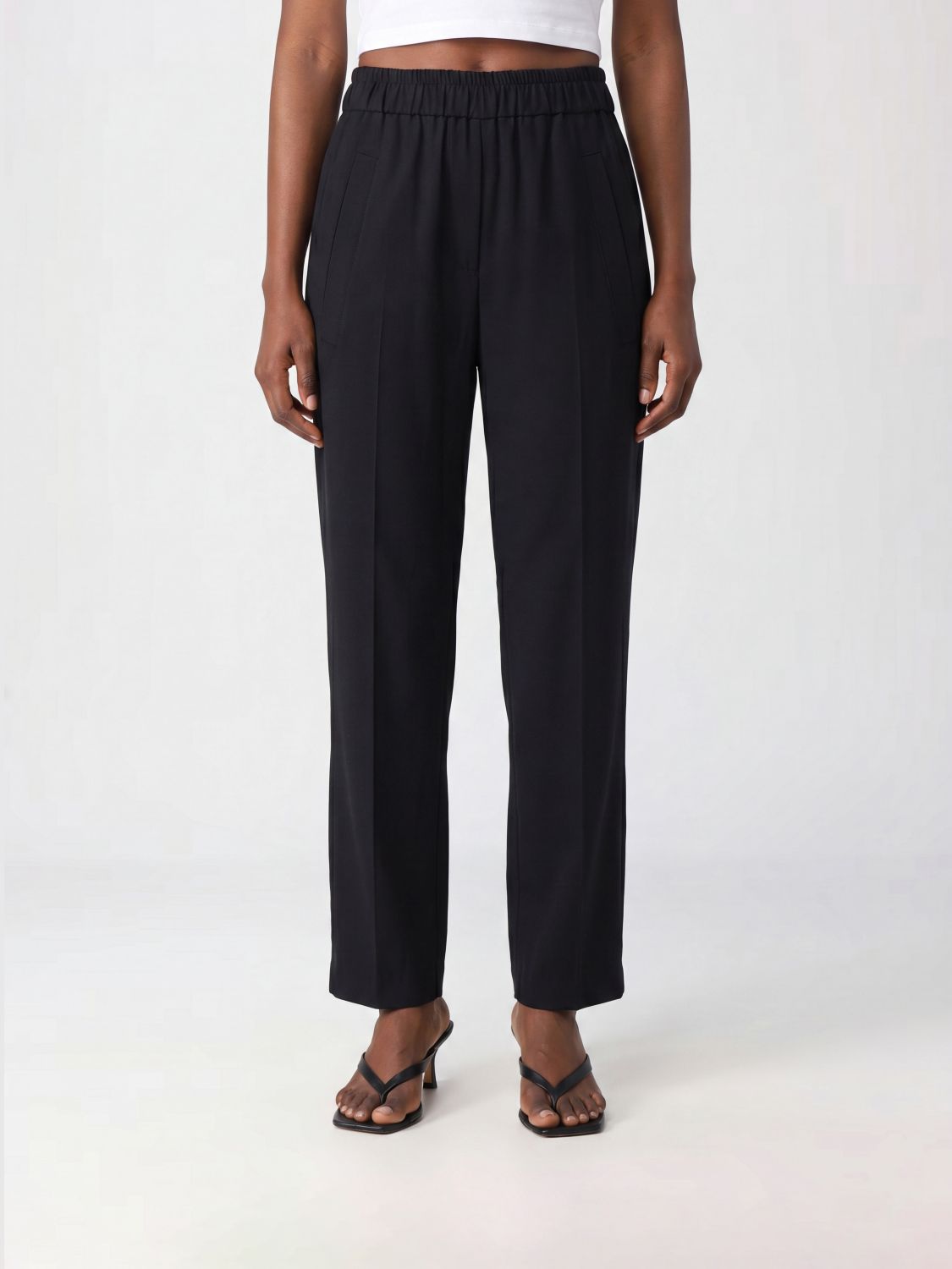TELA Pantaloni skinny slim fit in misto lana vergine con vita elasticizzata