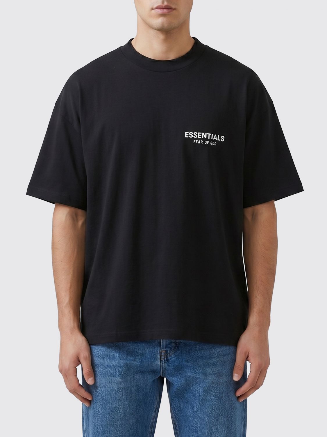 FEAR OF GOD T-shirt in cotone con logo a contrasto e spalle scese