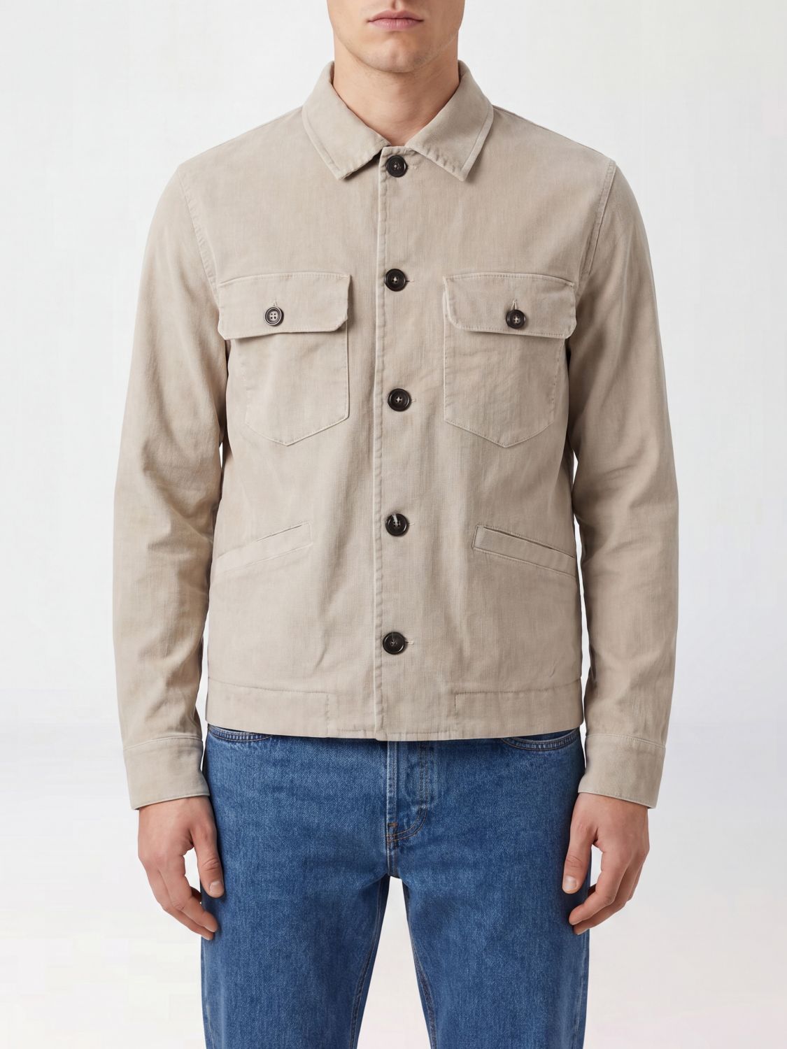 CIRCOLO 1901 Giacca camicia in misto lino e cotone con tasche a toppa