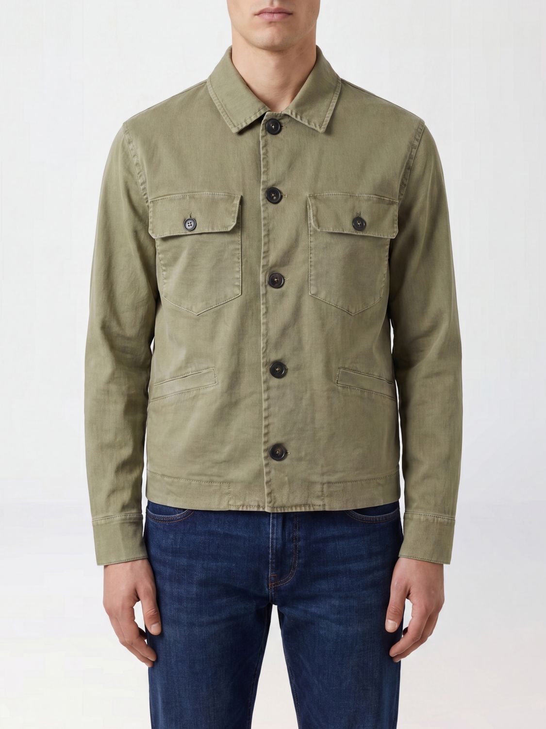 CIRCOLO 1901 Giacca camicia in misto lino e cotone con tasche a toppa
