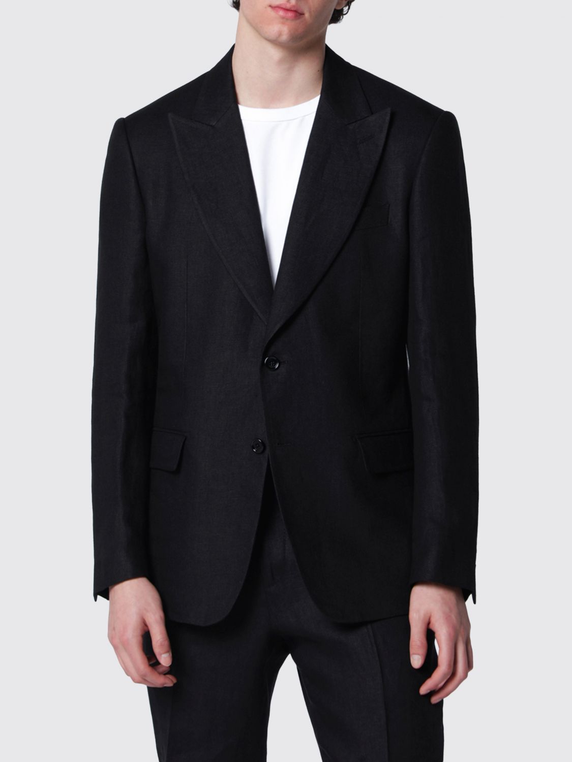 LARDINI Blazer monopetto in lino con rever a lancia