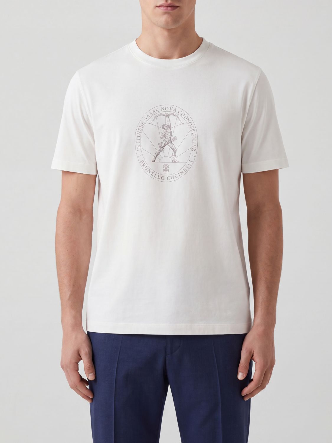 BRUNELLO CUCINELLI Graphic Logo Print Cotton Crewneck T-Shirt