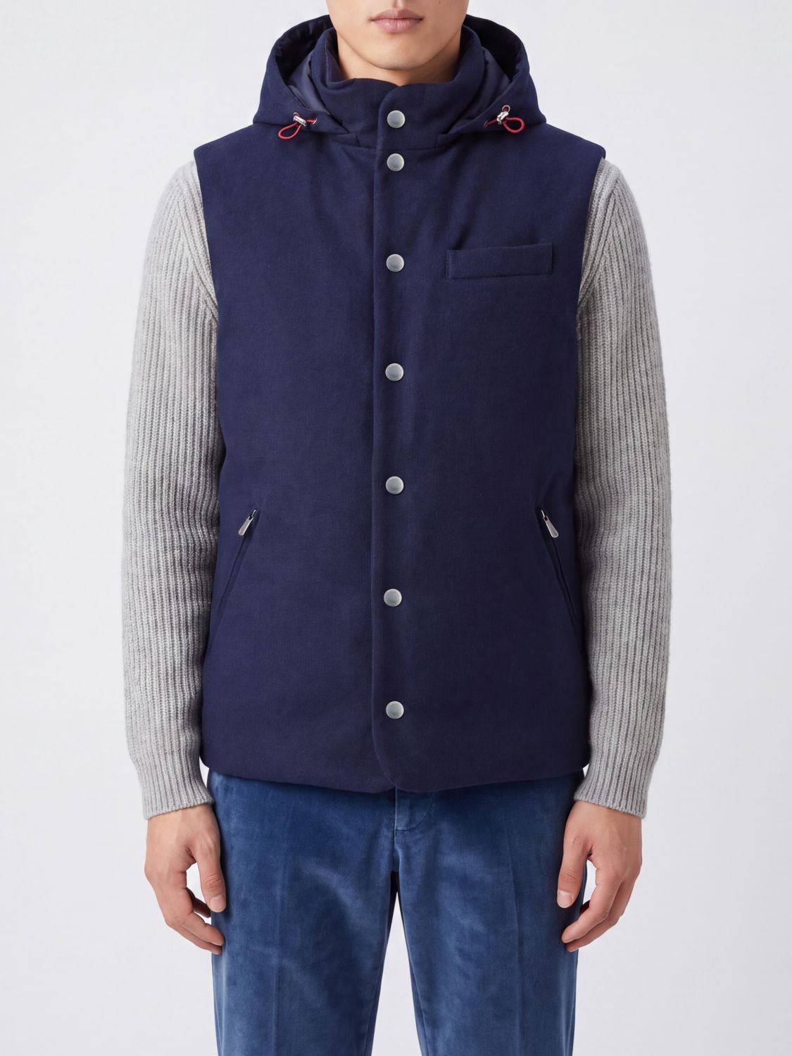 BRUNELLO CUCINELLI Padded Wool Vest with Detachable Hood