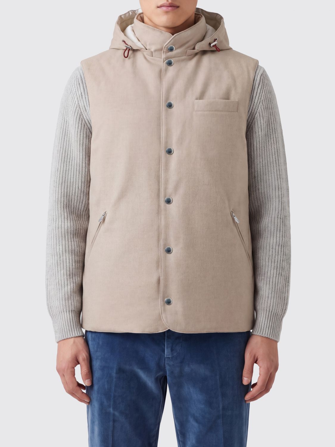 BRUNELLO CUCINELLI Padded Wool Vest with Detachable Hood