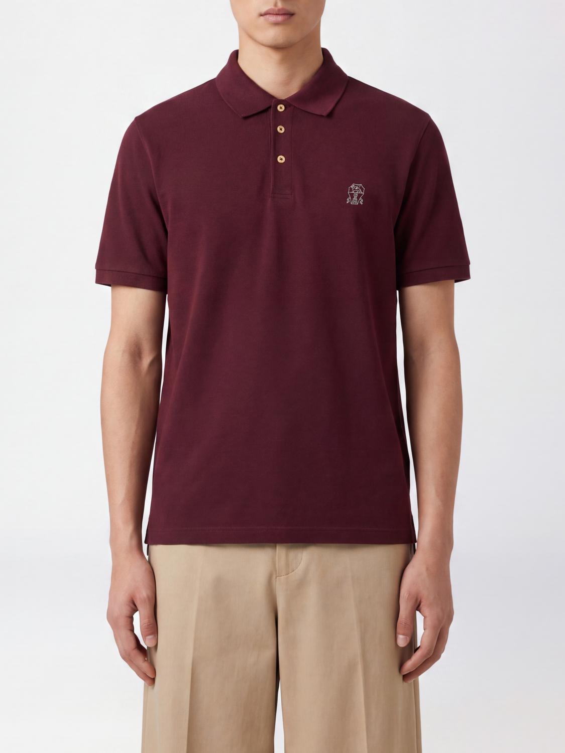 BRUNELLO CUCINELLI Polo Shirt Men color Burgundy