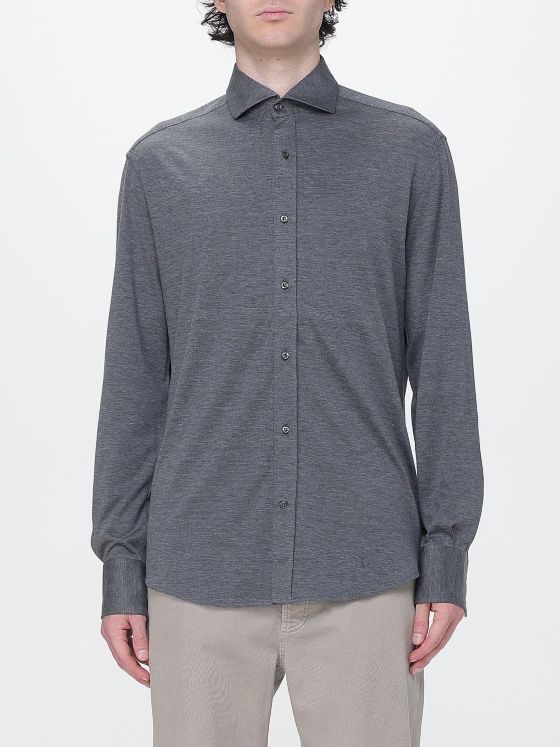 BRUNELLO CUCINELLI Slim-Fit Hemd aus Baumwolle und Seide mit französischem Kragen