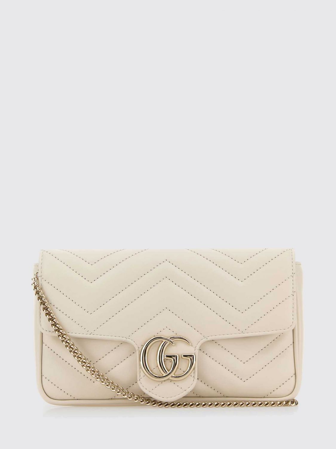 GUCCI Mini borsa GG Marmont in pelle matelassé chevron con tracolla a catena