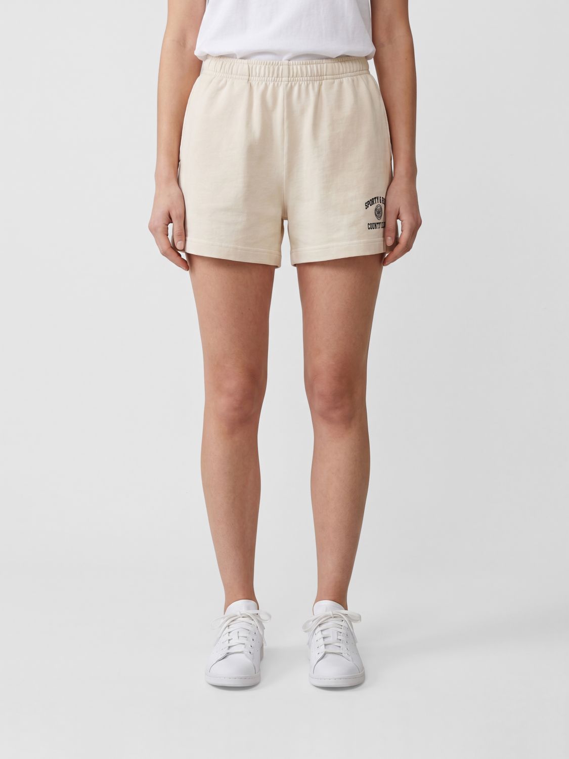 SPORTY & RICH Cotton Shorts with Elasticated Waist and Contrast Logo